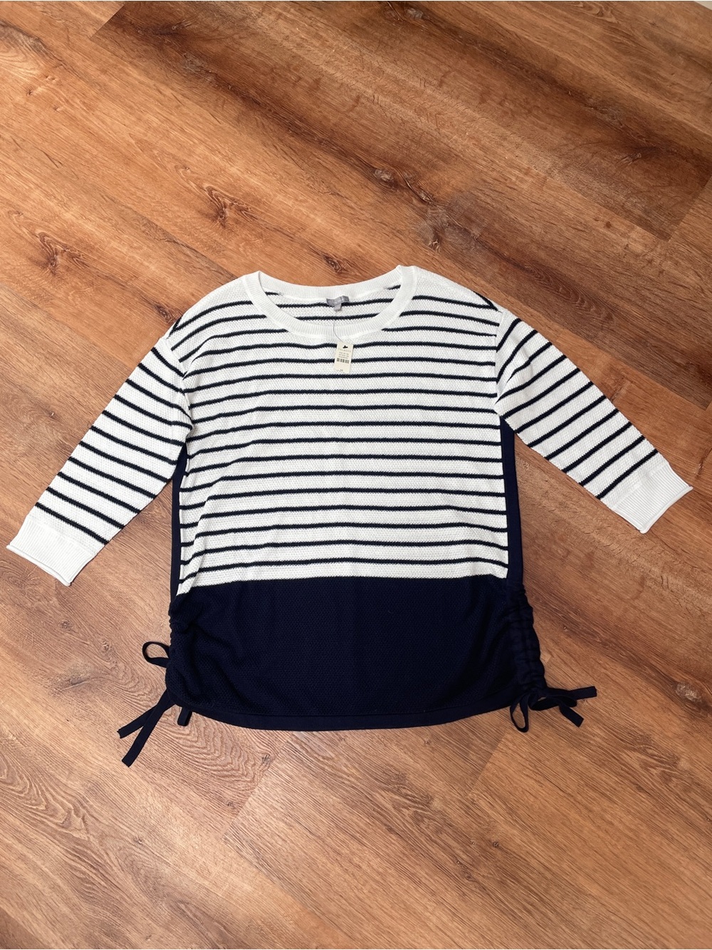 Talbots Womens Knit‎ Striped Crewneck Sweater NEW Medium Nautical Coastal Navy #